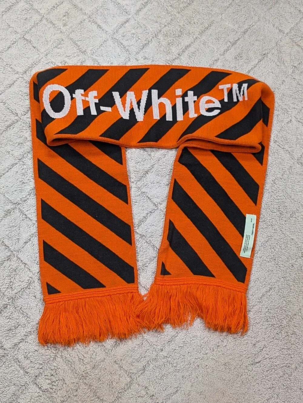 Off-White Scarf Adult OS Orange Black Diagonal Arrows Geometric Streetwear